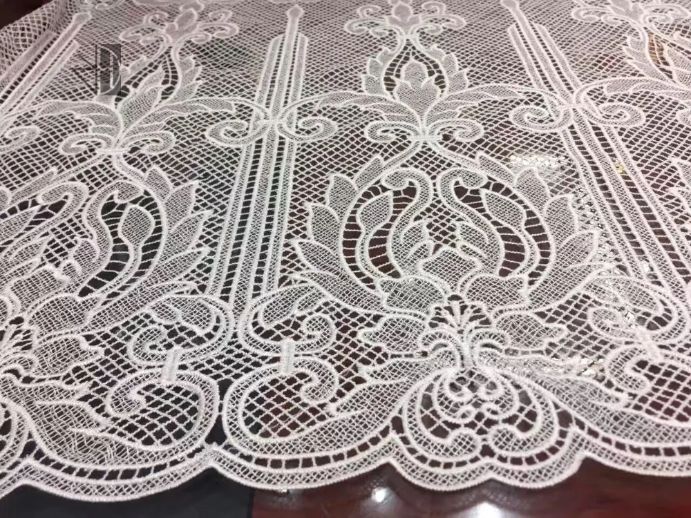 

nice looking S-7312 emboridery french cord lace fabric 5 yards for wedding dress