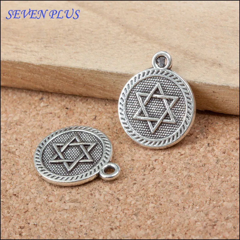 10 Pieces/Lot 15*18mm Antique Silver Plated Star Of David Jewish Charms