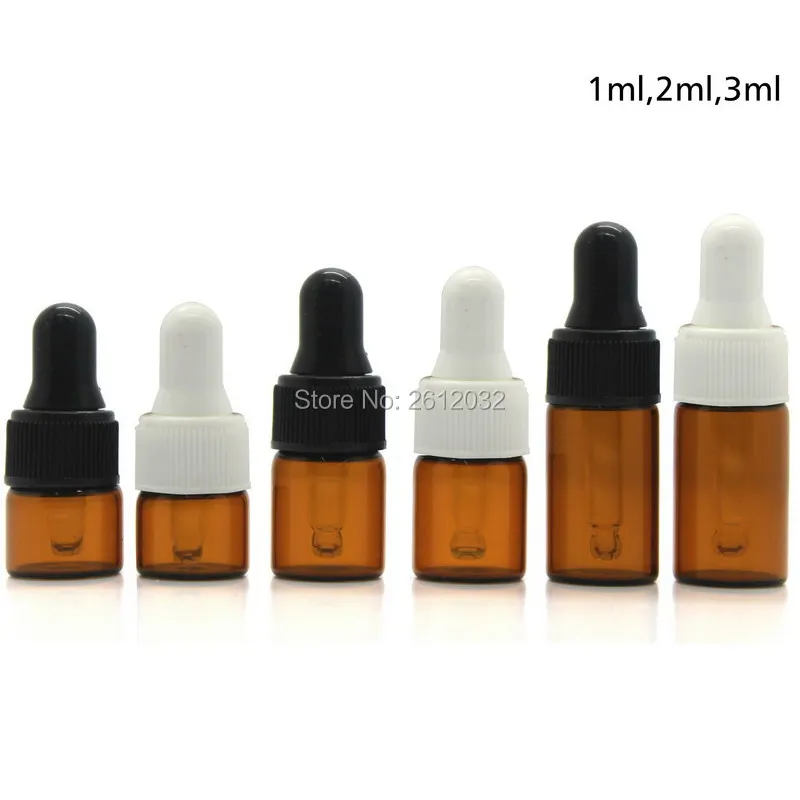 

1ml 2ml 3ml Brown Glass Container for Essential Oil Dropper Bottle Liquid Glass Refillable Bottle Amber glass Bottle Dropper