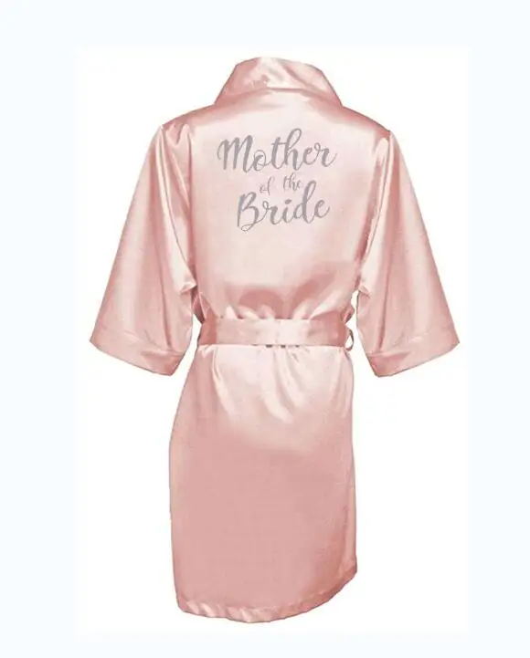 dark pink robe silver letter kimono satin pajamas wedding robe bridesmaid sister mother of the bride robes