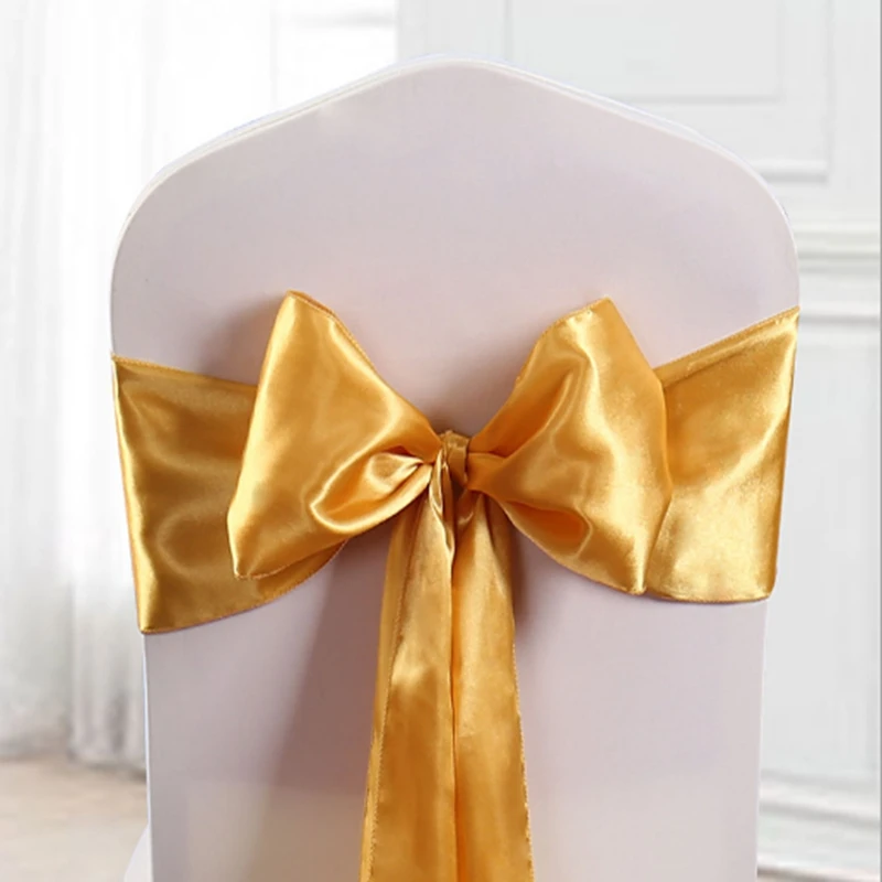 50pcs/lot Colorful Satin Fabric Chair cover chair back yarn decoration flower ribbon bowtie Wedding Party Hotel decoration