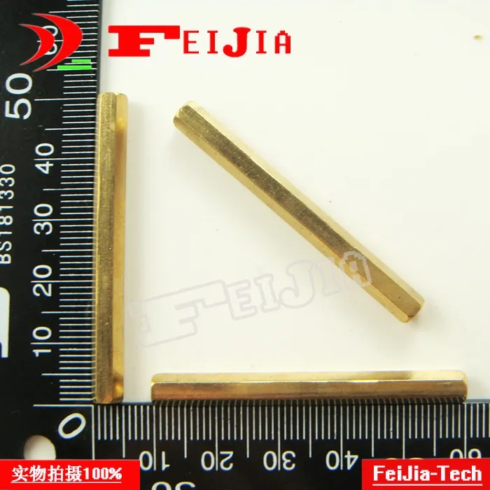 

10pcs/lot M3*50mm double-pass copper pillars M3 Hexagonal copper column Hardware Fasteners Bolts (with nut)