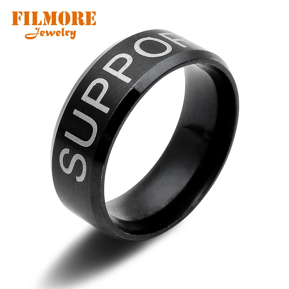 Dota 2 Gank Offlane Solo Carry Support Fashionj Ring Titanium Stainless Steel White Letter Ring Classic Charm Ring for Unisex