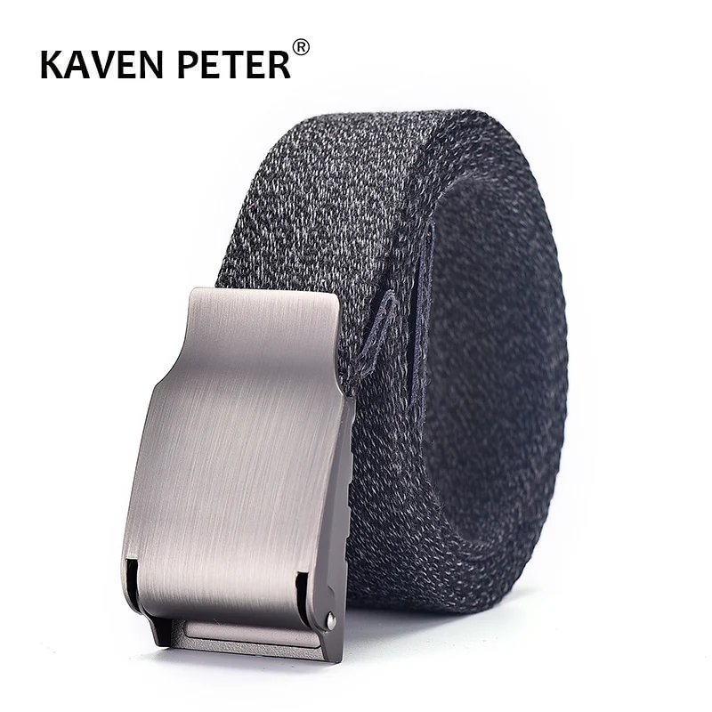 Male Canvas Leather Belt Casual Cotton Weave Tactical Belts For Men 3.8 cm Automatic Buckle Cinturones Para Hombre 100-160 CM