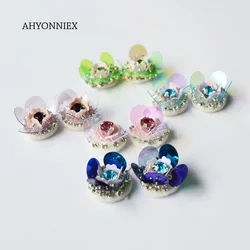 AHYONNIEX 10 pz piccolo fiore Patch strass perline patch applique cucire perline paillettes applique vestiti scarpe borse fai da te