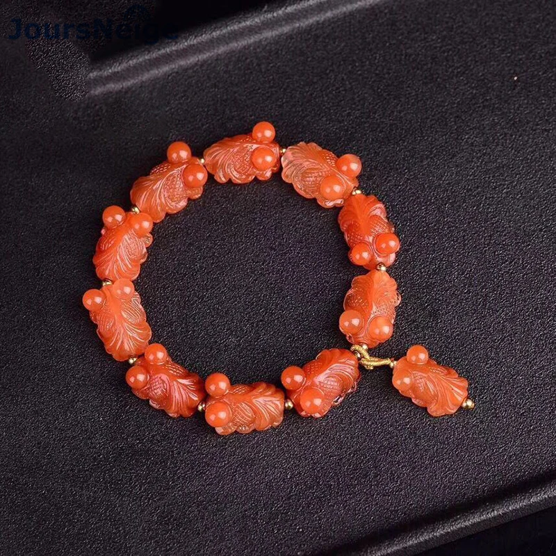 Fine Red Natural Crystal Bracelets Caved Blessing Fish Beads Bracelet Lucky for Women Wrist Bracelets Crystal Fashion Jewelry