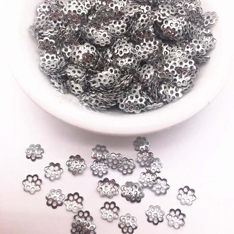 500pcs 6mm Hollow Flower Findings Cone End Beads Cap Filigree DIY Jewelry Making