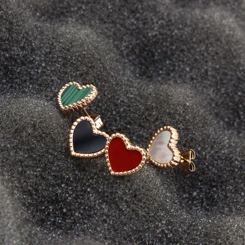 YUN RUO Lovely Heart Stud Earring For Woman Rose Gold Color Pure Stainless Steel Jewelry Girl Gift Party Not Fade Free Shipping