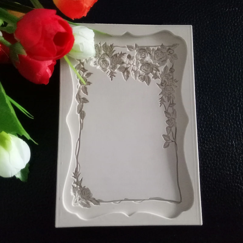 Vintage Silicone Photo Frame Vine Leaf Cake Fondant Mold Chocolate Fringe Decor Mould Home Kitchen Baking Tools Bakeware H476