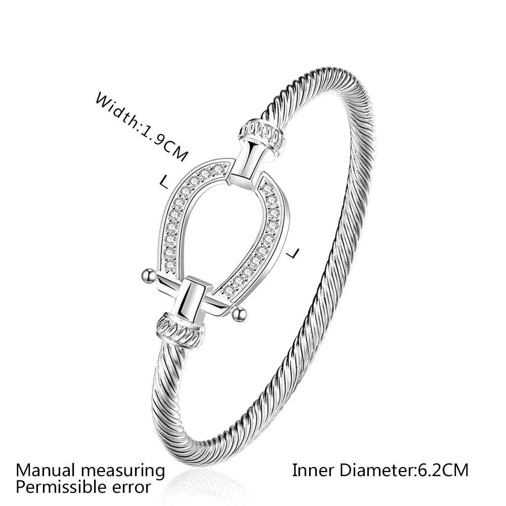 Lureme Fashion 925 Stamped Silver Rhinestone Cuff Bracelets Horseshoe Bangles for Women Wedding Party  Love Valentine's Day Gift