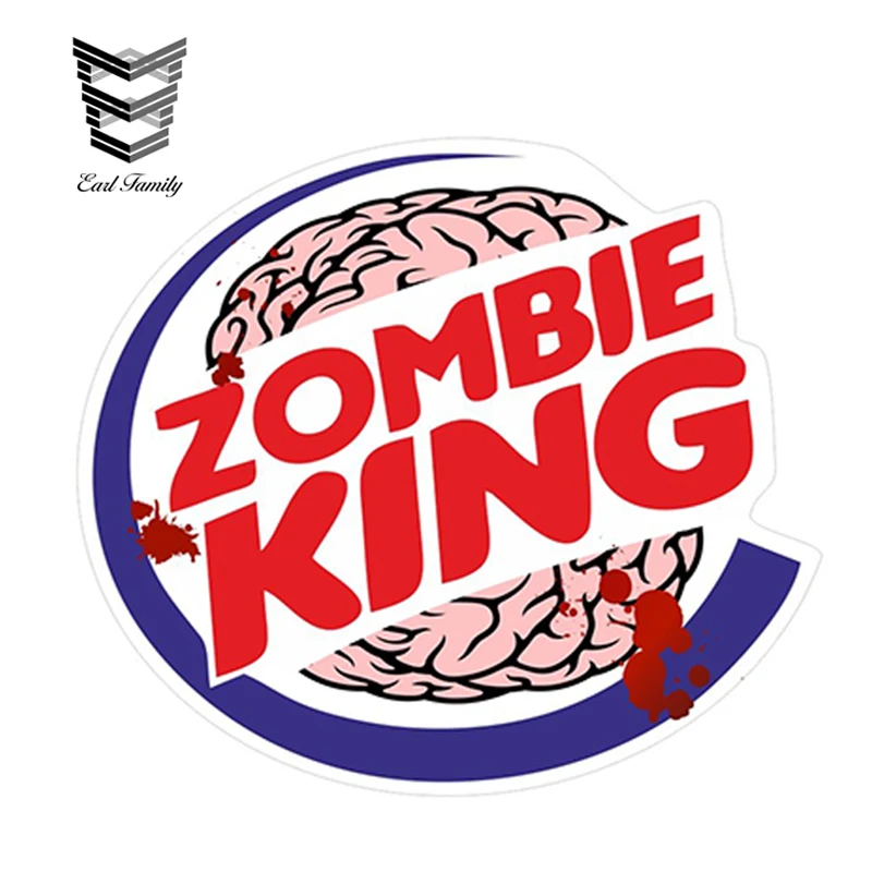 EARLFAMILY 11cm x 10cm ZOMBIE KING Funny VINYL Car Van Bumper Window Sticker Decal JDM BLOOD SPLATTER Auto Motorcycle Decoration