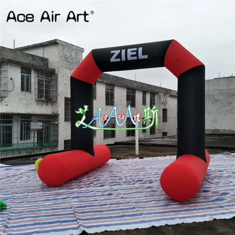 

Portable custom inflatable arch black and red start finish line 3.3x3m start line archway with blower for events