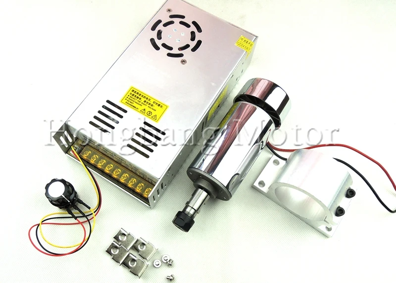 

DC12-48V 0.3kw spindle motor ER11 chuck CNC 300W Spindle Motor + 52mm mount bracket + Power Supply speed governor For DIY CNC