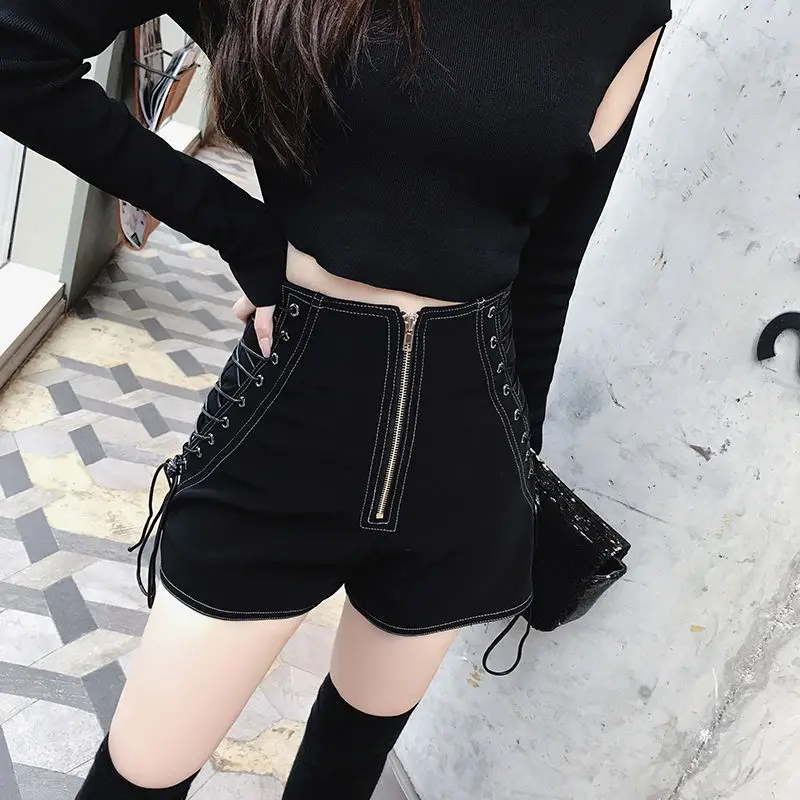 kpop Korean Celebrity Blue sexy High waist slim shorts women summer new korean streetwear Harajuku design zipper denim shorts