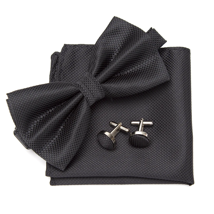 Mens Dasi Set Dasi Kupu-kupu Dasi Manset Fashion Butterfly Pesta Pernikahan Dasi untuk Pria Gadis Permen Warna Solid Ikatan Simpul Grosir