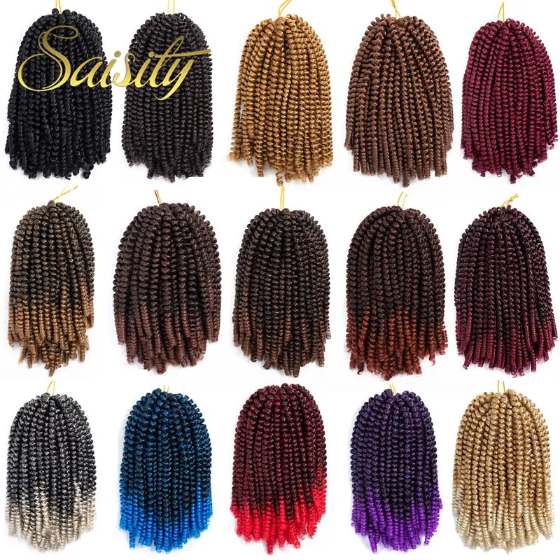 Saisity-Ombre extensão do cabelo sintético, Primavera Twist, Crochet Trança, Jamaican Bounce Twist