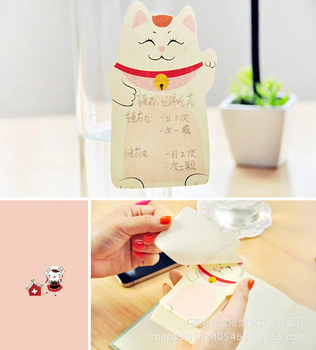 Kwaii fortune Cat memo pad Table notes stationery office supplies School supplies creative notebooks writing pads