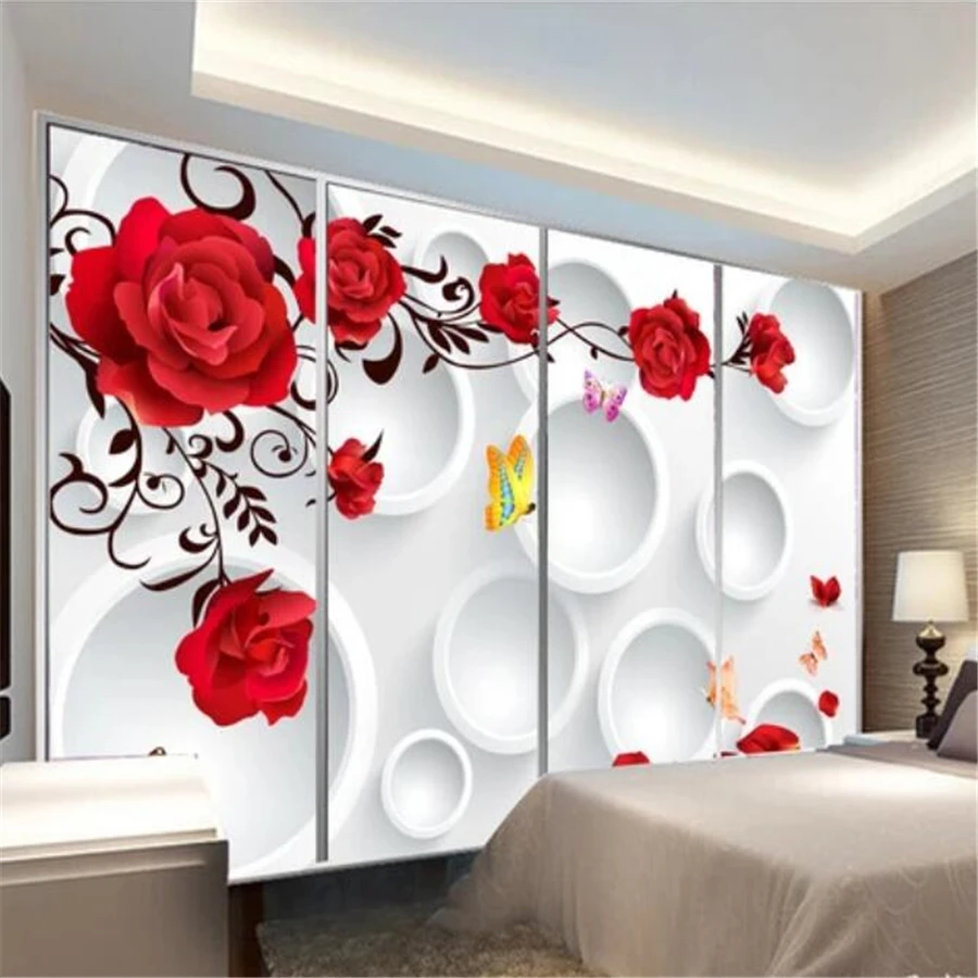 beibehang Custom wallpaper 3D mural circle rose romantic love background wall living room bedroom wall papers home decor mural image 3