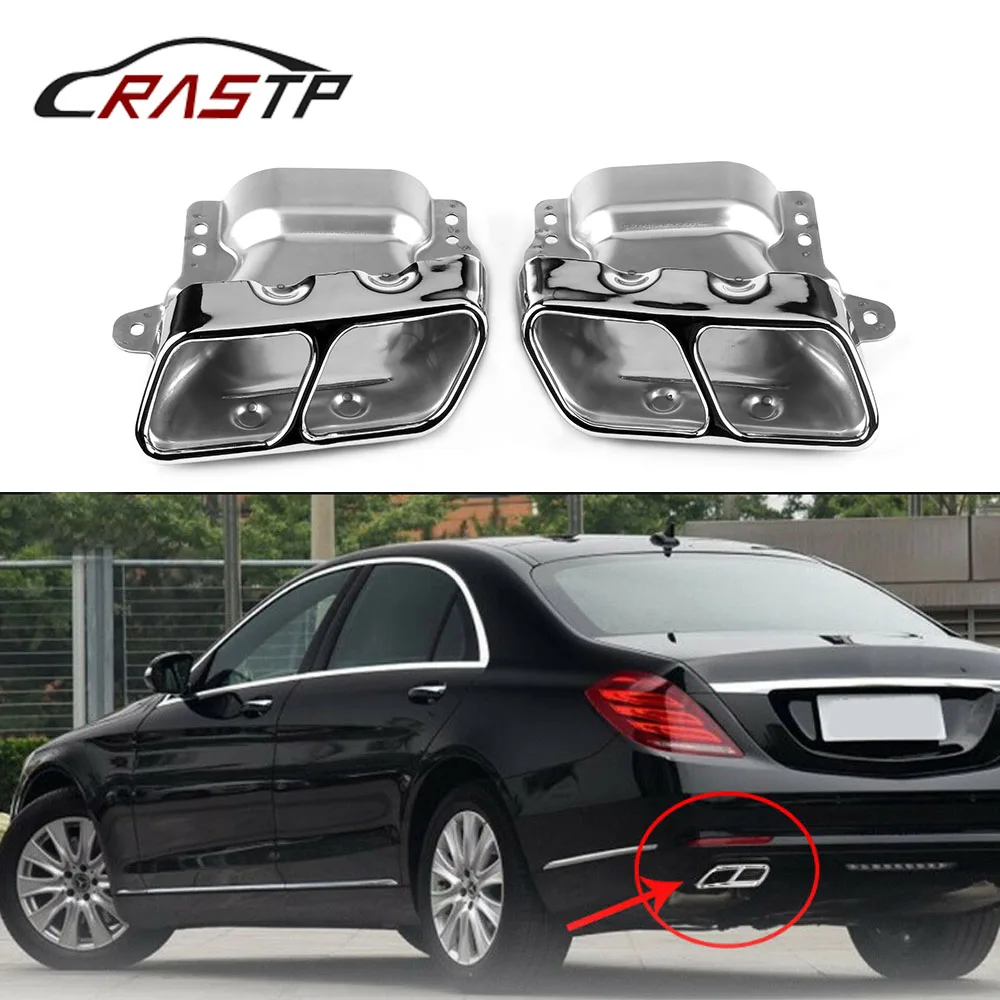 

RASTP-Stainless Steel Car Exhaust Tail Pipe Muffler Tip Covers for Mercedes Benz A45 W176 RS-CR2001