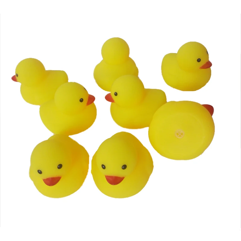 8 Pieces 5cm Cute Rubber Duck Baby Rattle Water Bath Tool Prop Squeeze Yellow Duck Model Bathtub Toy