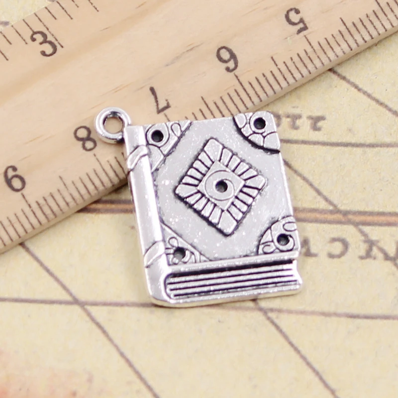 10 sztuk Charms Book Holy Bible 23x19mm tybetański srebrny kolor wisiorki antyczne tworzenie biżuterii DIY Handmade Craft