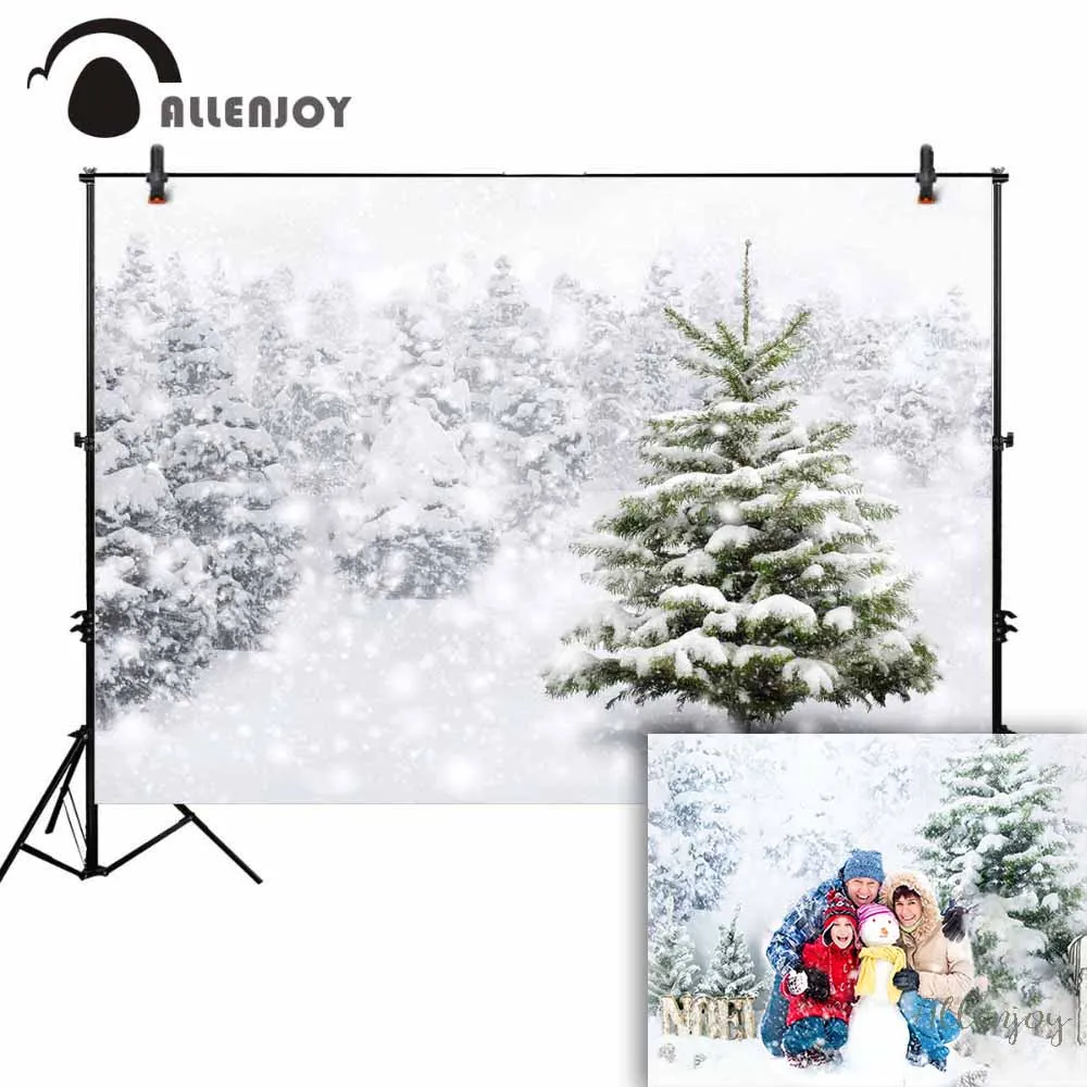 

Allenjoy зимний фон для фотосъемки Снежная елка белый боке Рождество Новый год 2022 декорация фон природы