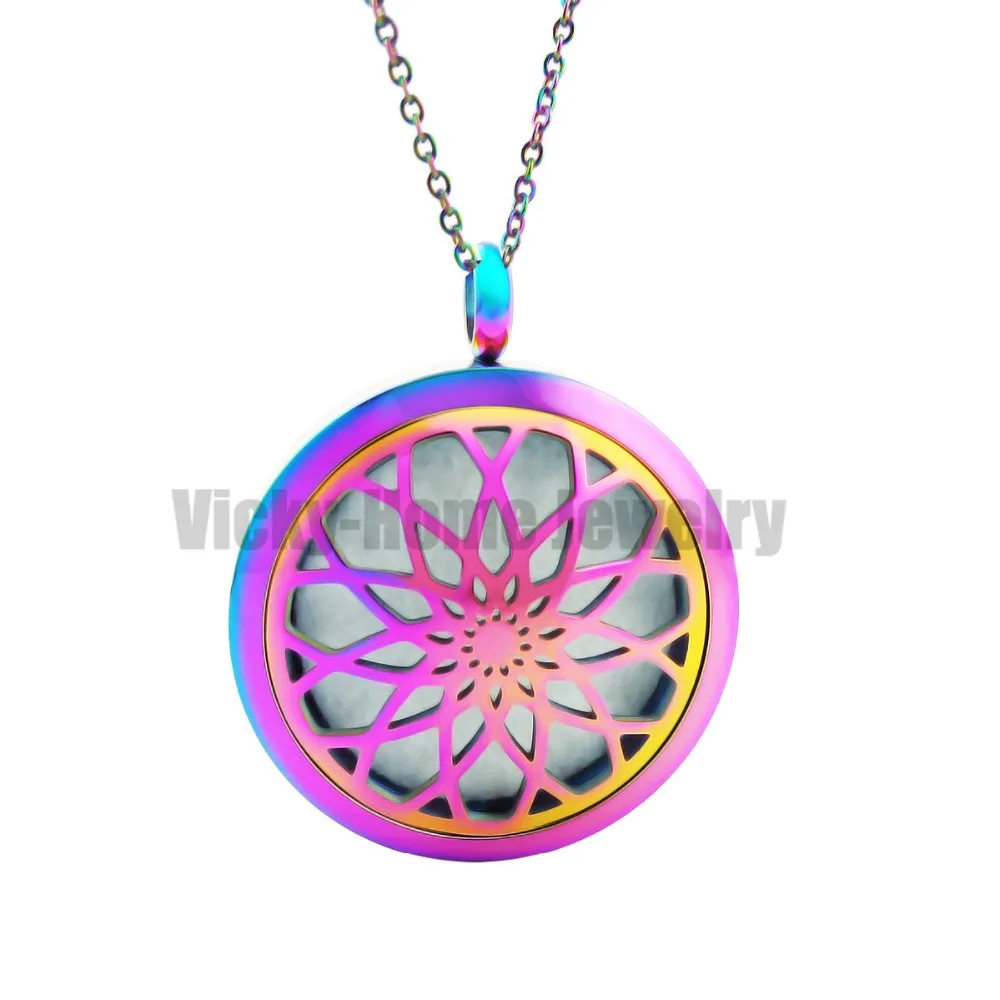 30mm-38mm Arch With Free Chain Lotus Aromatherapy Essential Oils 316L Stainless Steel Perfume Diffuser Locket Necklace
