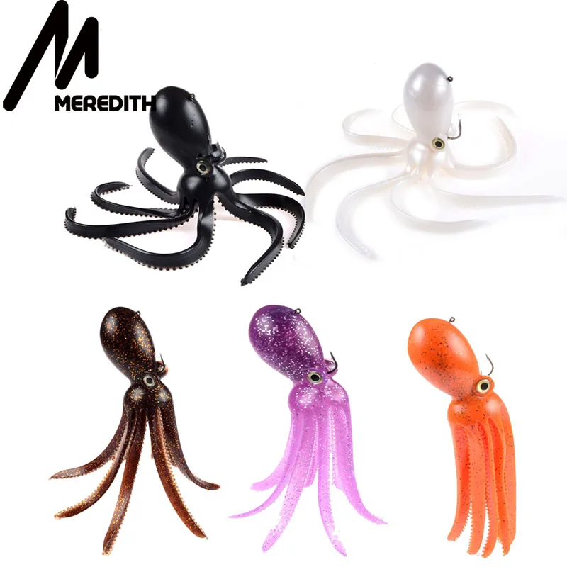 

Meredith 5pcs 9.45in PVC Artficial Octopus Soft Bait with Treble Hooks for Saltwater Lingcod Rockfish Fishing Free Shipping