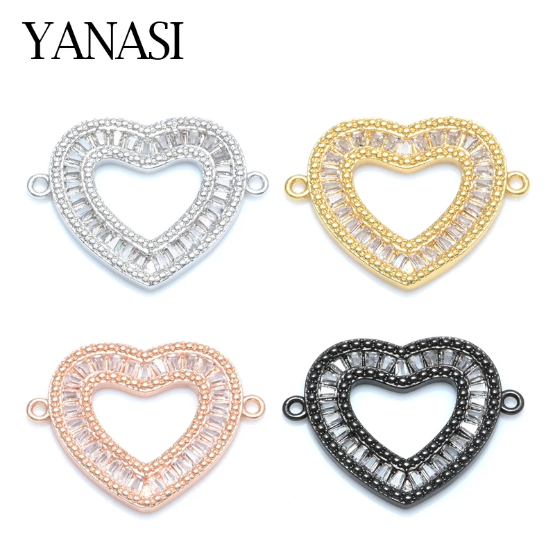 4 Colors Gold Sliver Love Heart Connector DIY Bracelet Jewelry For Women Lovers Handmade Lucky Birthday Gift Wholesale