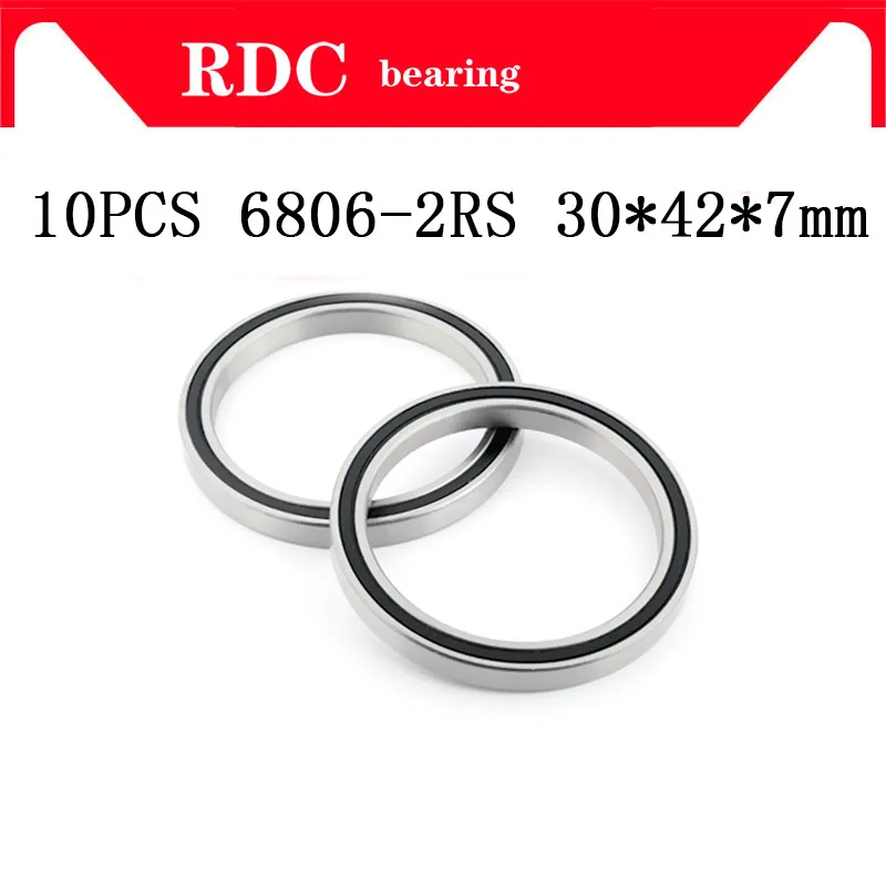 

Free Shipping 10PCS ABEC-5 6806-2RS High quality 6806RS 6806 2RS RS 30x42x7 mm Thin Wall Rubber seal Deep Groove Ball Bearing