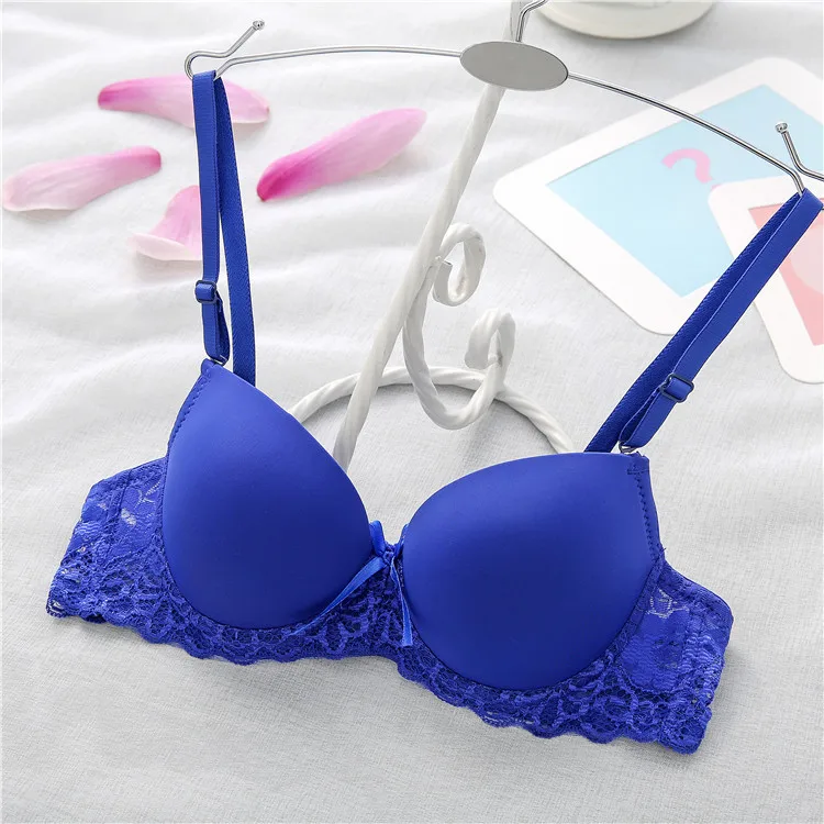 Summer underWire Women Seamless Lace bra sexy student girl Brassiere spring autumn small chest Padded push up Bra 32 34 36