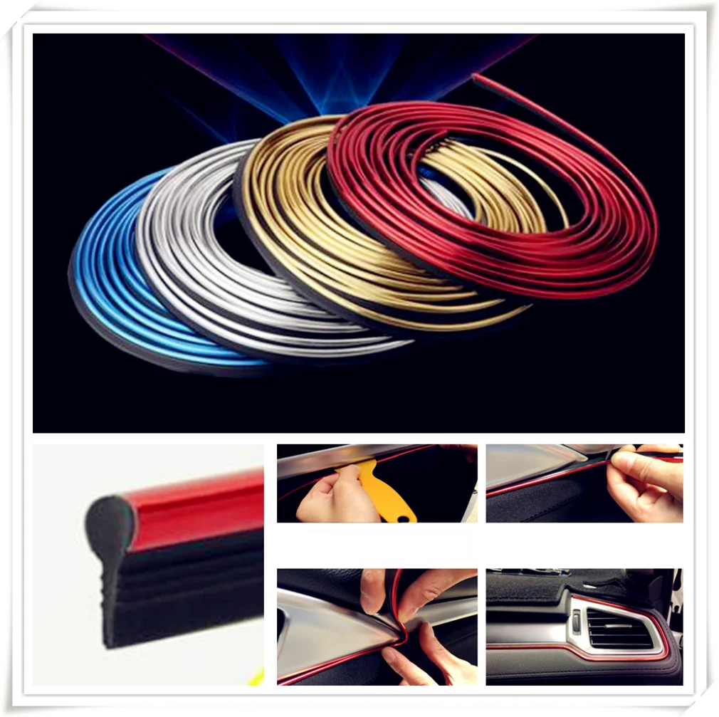 Car interior Decoration thread line Insert Strip Accessories for Volkswagen vw Touran 1.4 Fox 1.2 Touareg2 GolfA5 GT