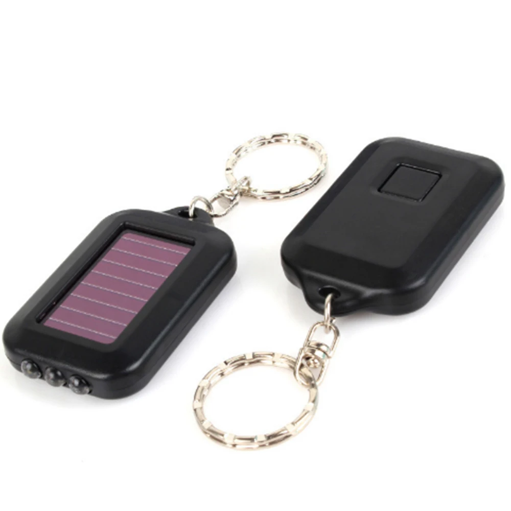 Mini Portable Solar Power 3 LED Light Keychain Keyring Torch Flashlight with Re-chargeable Built-in Battery New Brand