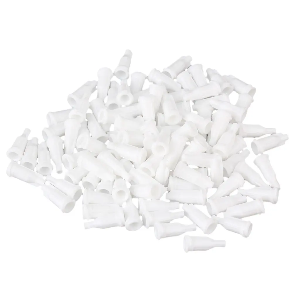 17.3mm White Plastic Lock Screw Type Airtight Dispensing Syringe Tip Cap for Syringe Barrel Pack of 100