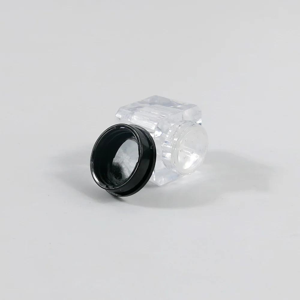 Barattolo campione mini quadrato ricaricabile 3G COME polvere con tappo nero Custodia cosmetica Piccolo contenitore in plastica per cipria da trucco da 3 cc