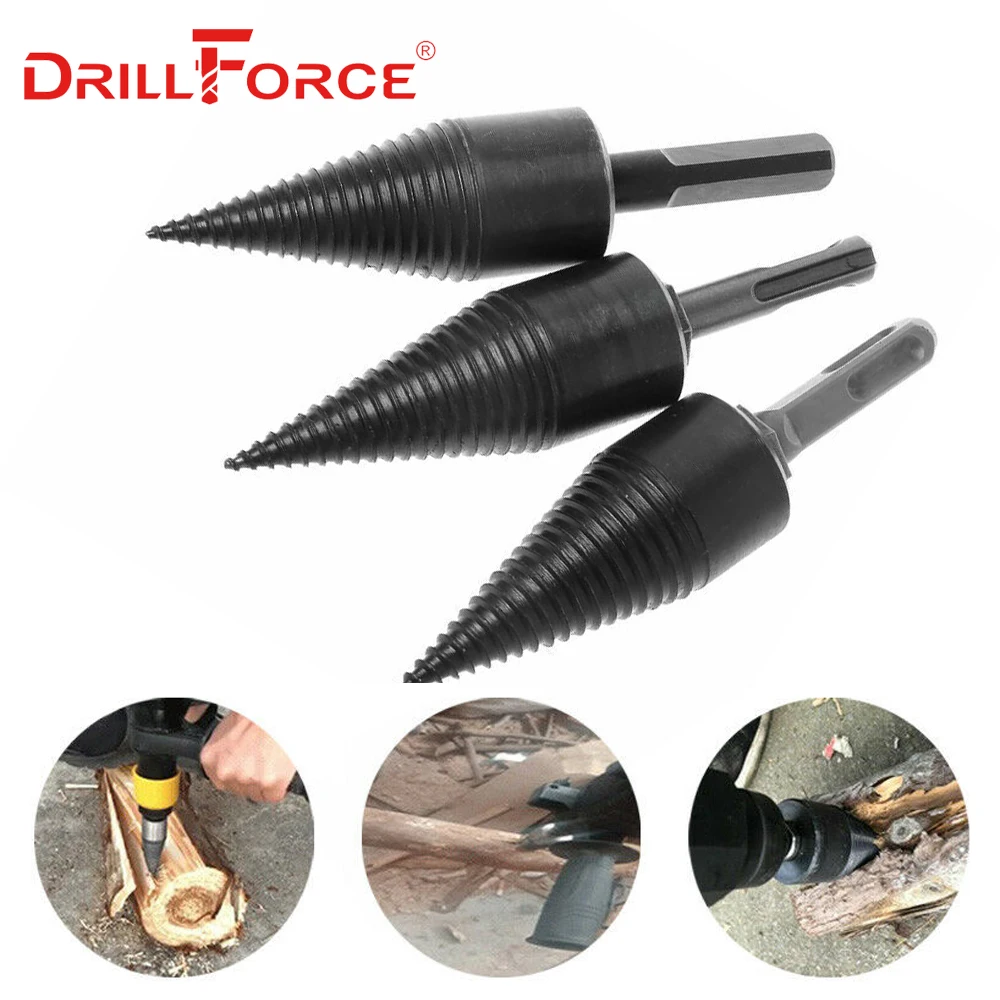 

Drillforce Firewood Splitter Machine Drill Wood Cone Reamer Punch Driver Drill Bit Split Drilling Tools 145x32mm/160x42mm