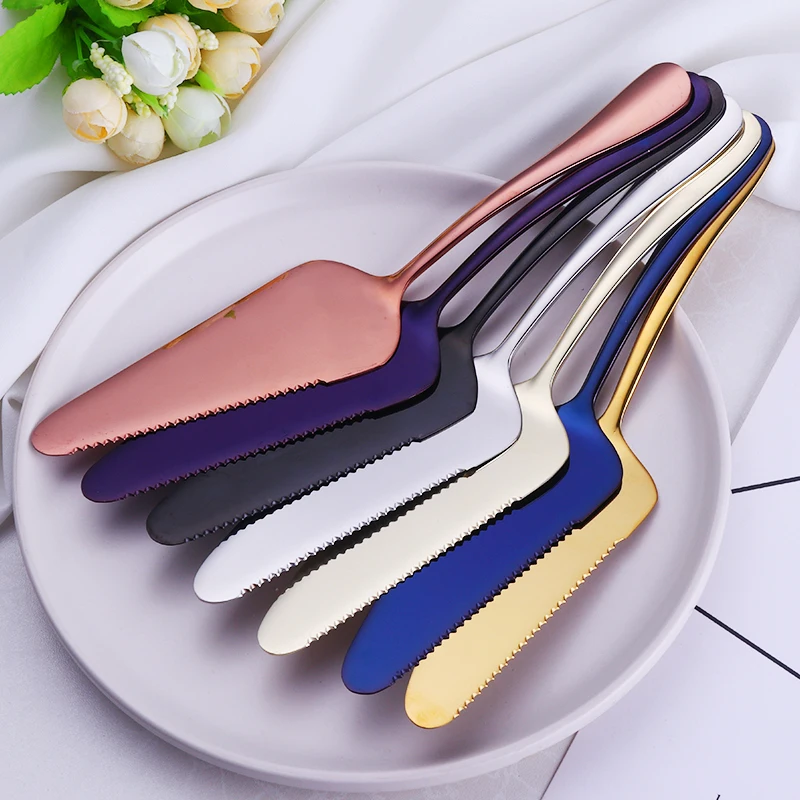 7pcs/lot 18/8 Stainless Steel Cake Shovel Western Cake Spatula Butter Knife For Pie/Pizza/Cheese/Pastry Server Baking Cook Tools