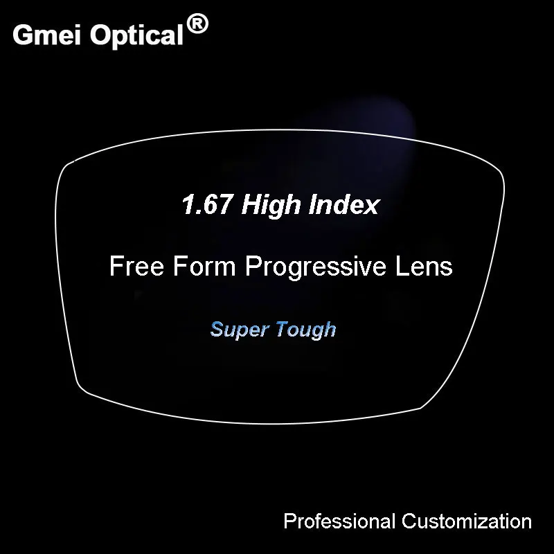 

1.67 Digital Free Form Progressive No-Line Multi-Focal Prescription Customized Optical Lenses With Anti-Reflection Coating 2 Pcs