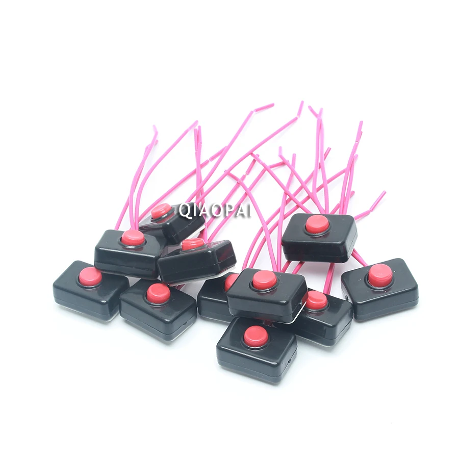 10pcs Refit Universal Cherry Red Switch Horn Button Autobile Motorcycle Reset Switch Copper Wire Line 3M Glue Car Interior Parts