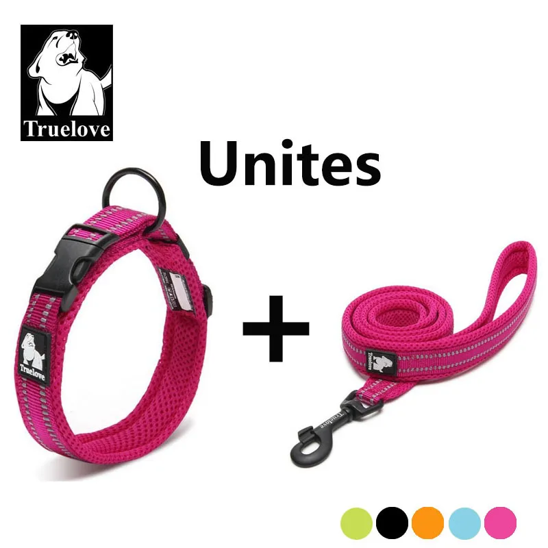 Truelove Easy On Pet Dog Collar And Leash Set Nylon Padded Adjustabele Reflective For Small Medium Large Dogs Training Walking