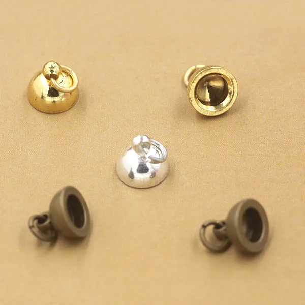 

5mm Bead Cap Cup Bell End Bails with a Loop End Cap Beads Findings DIY Jewelry Making Multi-color Plated Brass