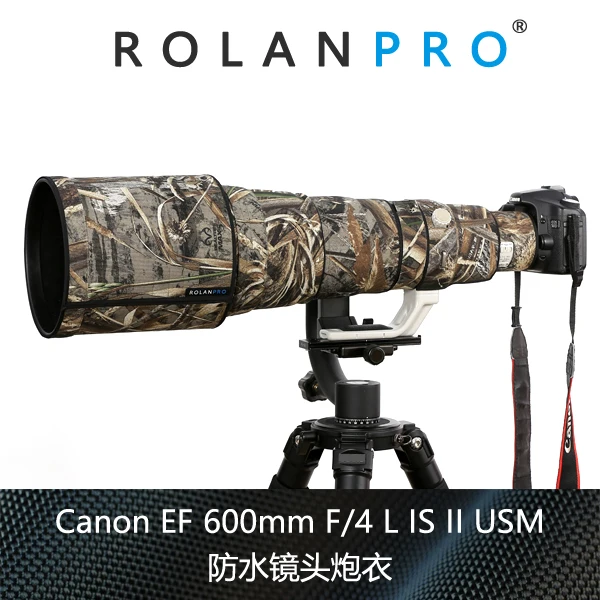 ROLANPRO Camouflage Rain Cover For Canon EF 600mm F/4 L IS II USM Lens Protective Sleeve Waterproof Coat Camera Body Guns Bag