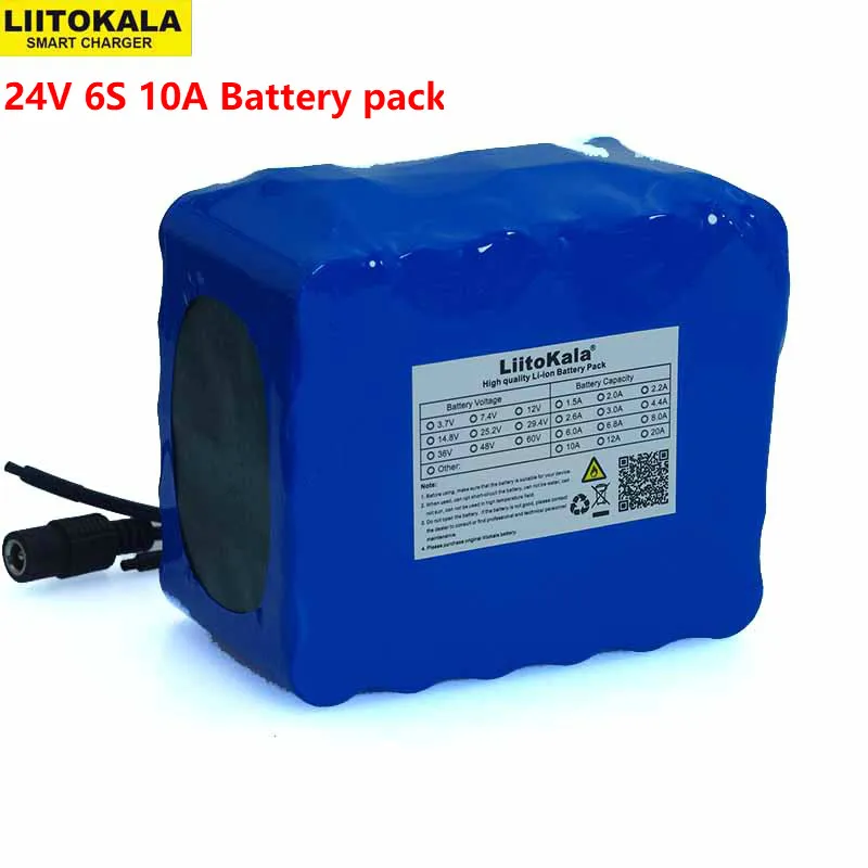 

Литий-ионный аккумулятор LiitoKala, 24 В, 10 Ач, 6S5P, 18650, 25,2 в, 10000 мАч