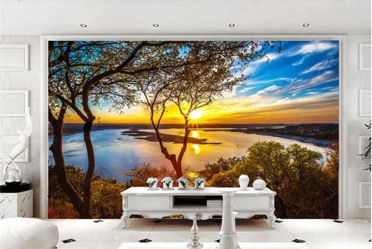 

Wallpaper wall 3 d sunny sunset beautiful 3d photo wallpaper papier peint mural 3d wallpaper 3d on the wall Vinyl wall