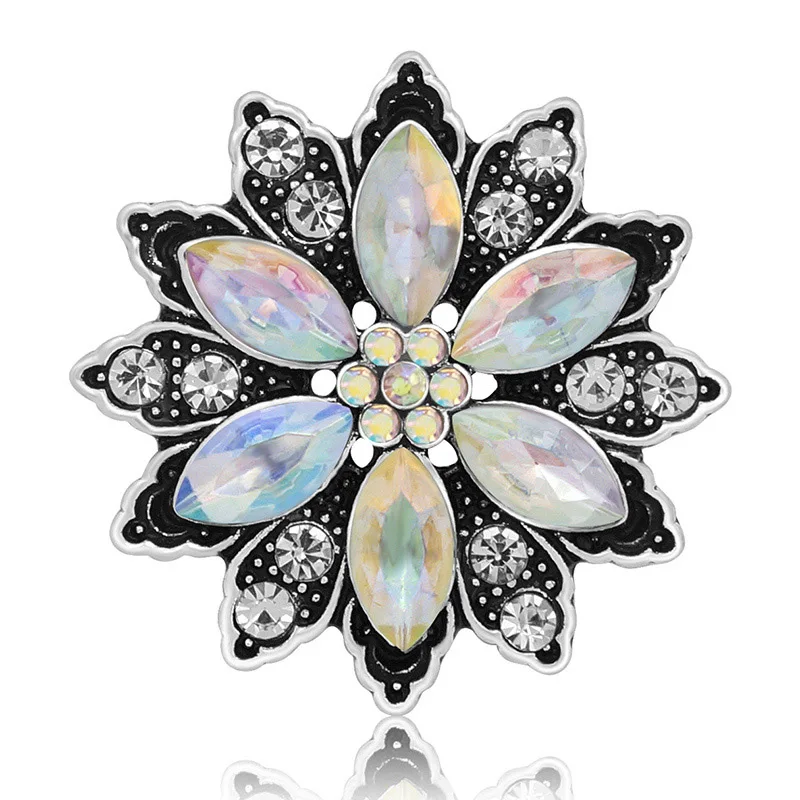 KZ3353 Beauty Rhinestone Flowers Trendy 20MM snap buttons for snap bracelet snap jewelry wholesale Gift