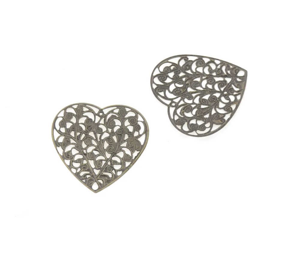 

MIAOCHI DIY 20PCs Antique Bronze Filigree Wraps Flower Heart Connectors Metal Crafts Gift Decoration DIY Findings 45*45mm