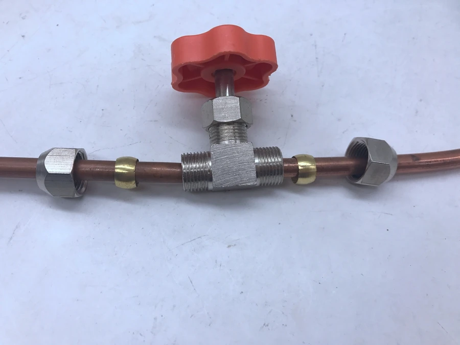 

free shipping Copper tube joint ferrule needle valve gas flow regulating valve speed regulating, Copper pipe connection fitting