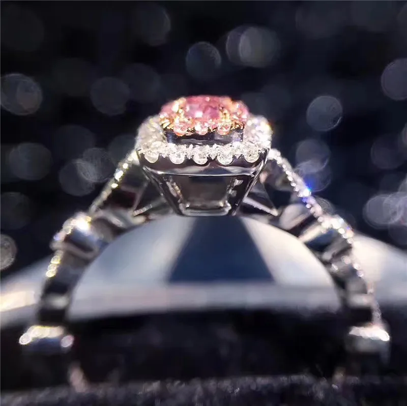 CC Sterling Rings For Women Princess Pink Square Zircon Party Wedding Jewelry Bijoux Femme Engagement Accessories CC705