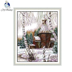 Joy Sunday Winter Scenery Paintings Counted Printed On Canvas Cross Stitch Chinese Needlework Kits Embroidery Sets Cross-stitch