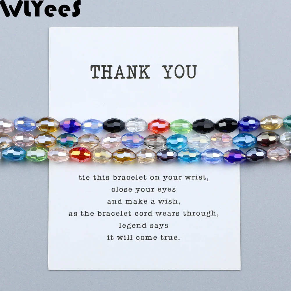 WLYeeS 6*8mm Rice grains shape Austrian crystal 50pcs Oval Glass Mix Color Loose beads for DIY Jewelry Necklace Bracelet Making